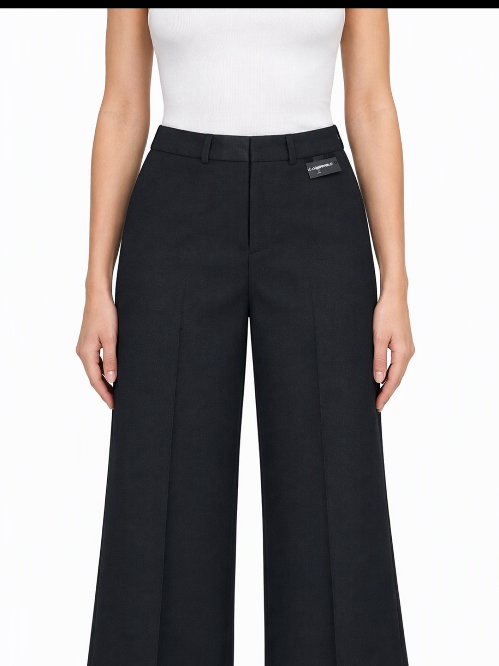 Karl Lagerfeld Black Wide-Leg Trousers